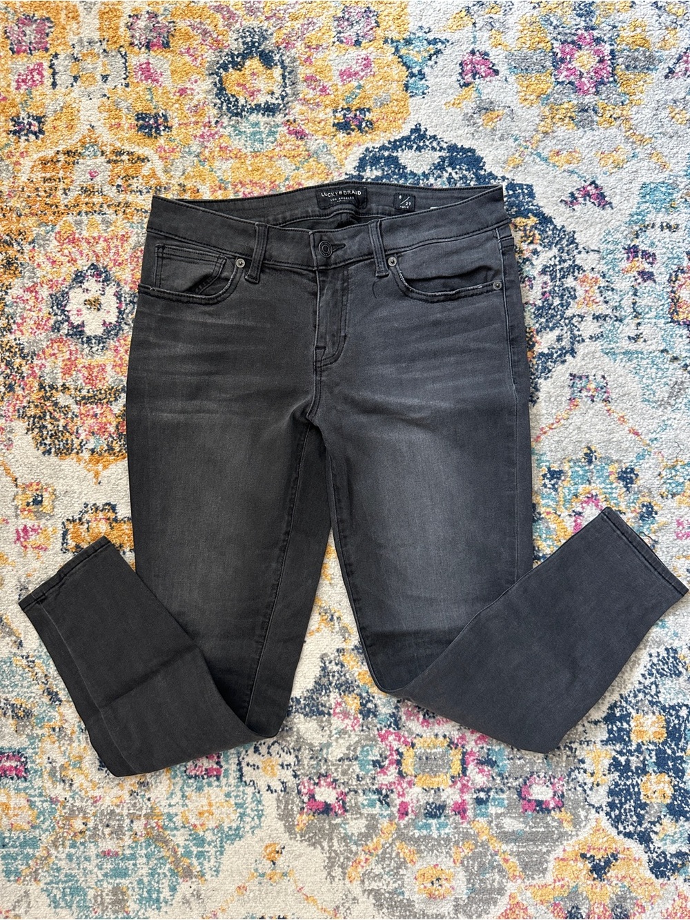 Lucky Brand Lolita Low Rise Skinny Ankle Jeans Black Wash Size 8 / 29 Stretch